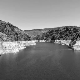 A down-sampled image of the Hoover dam from the original image. The down-sampled image size is 256 rows and 256 columns.